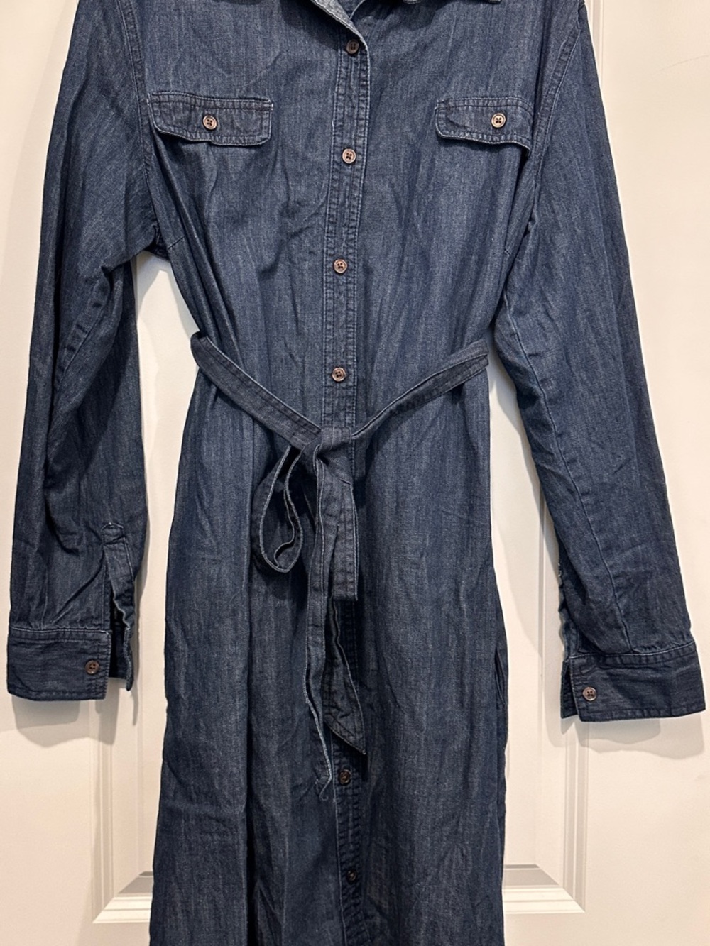 Laura Scott Indigo Denim Belted Shirt Dress
